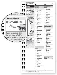 Example of a ballot with a clear write-in instructions
