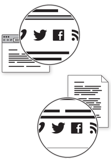 Diagram showing social media links in the header or footer of the webpage.