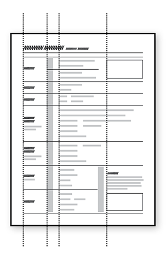 Sketch of form with lines to show the visual grid