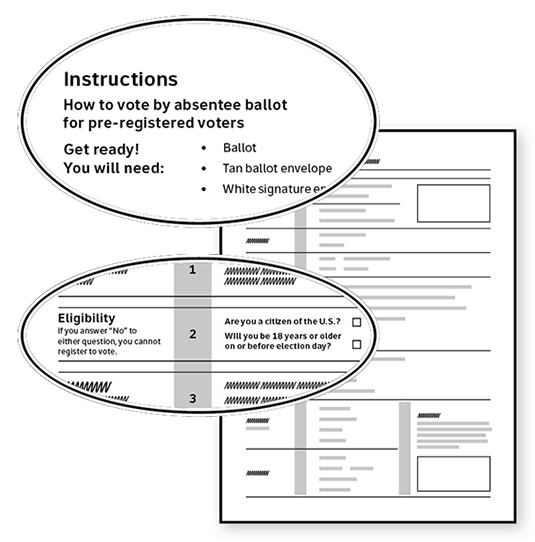 Sketch of form with preliminary instructions, as well as inline prompts.