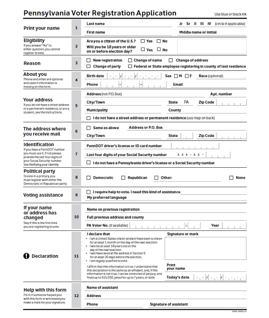 voter registration form