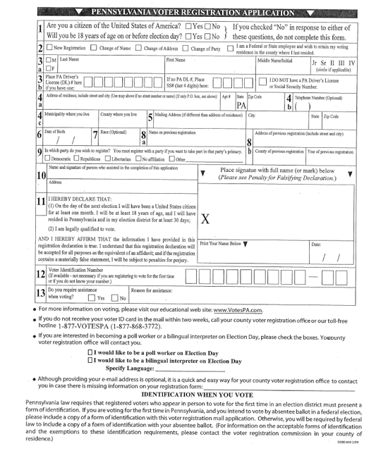 voter registration form