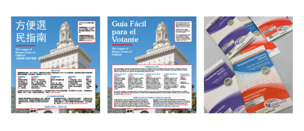 Voter guides divided into different books by language