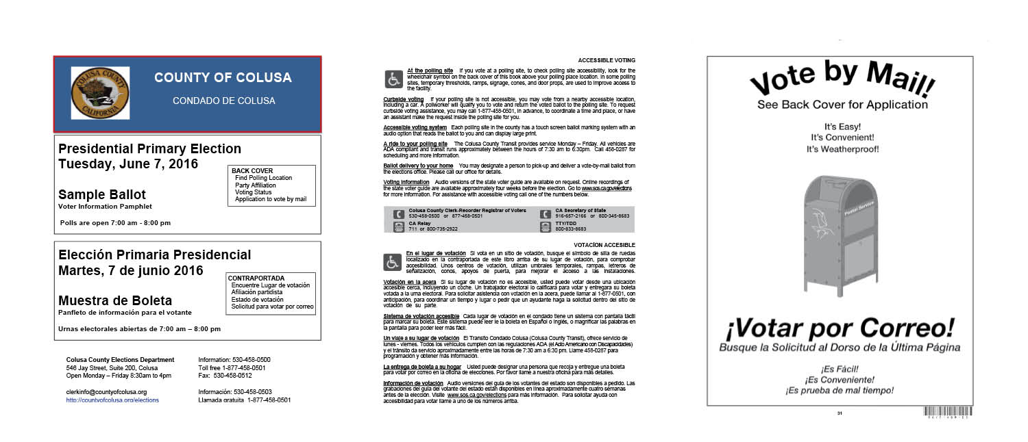 Sampler of voter guide using top bottom layout