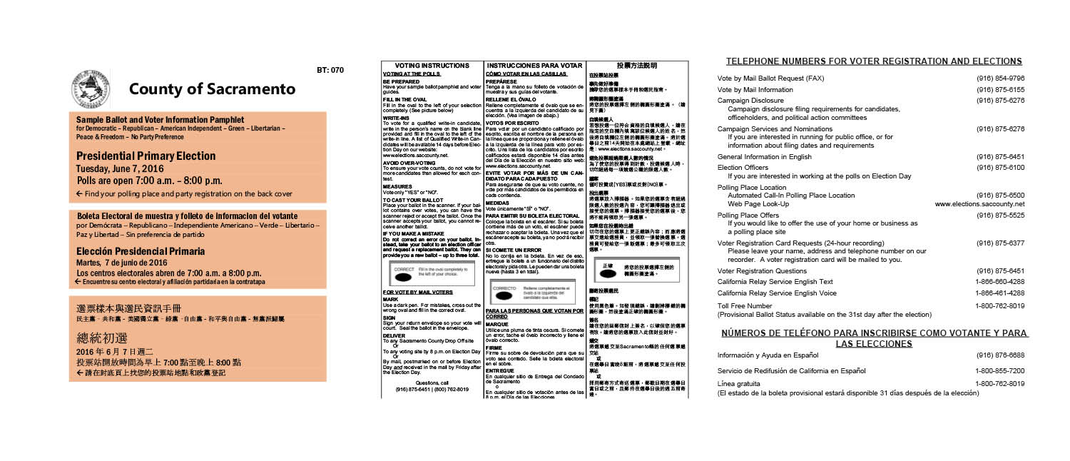 Sampler of trilingual voter guide