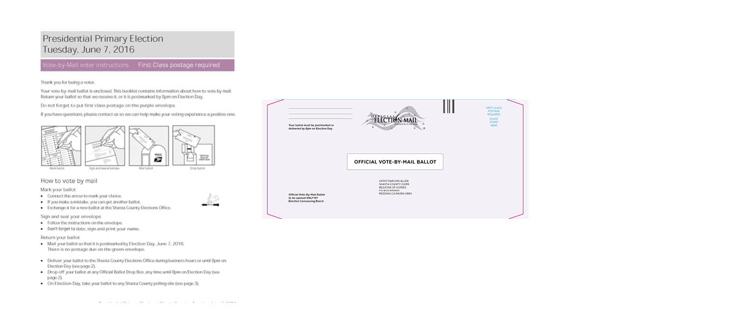 Sampler of color coding for vote-by-mail