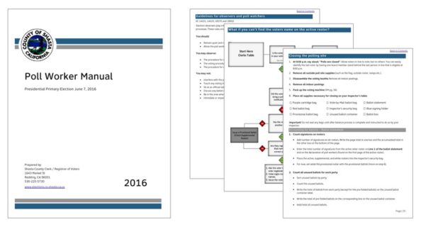Cover and pages from the Poll Worker Manual