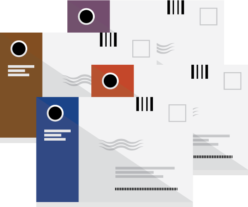 Icon showing illustration of various vote-by-mail envelopes