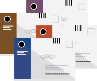 Icon showing illustration of various vote-by-mail envelopes