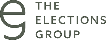 A logo made up of the letters T, E, and G written on top of each other. Next to the logo are the words The Elections Group in all caps.