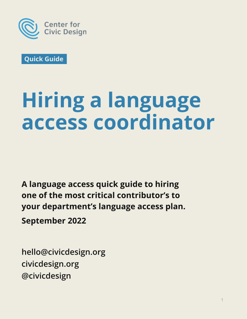 Cover Hiring a language access coordinator