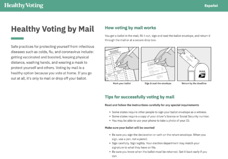 home screen of HealthyVoting.org