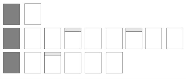 Image of page layouts with shades of gray to differentiate headings