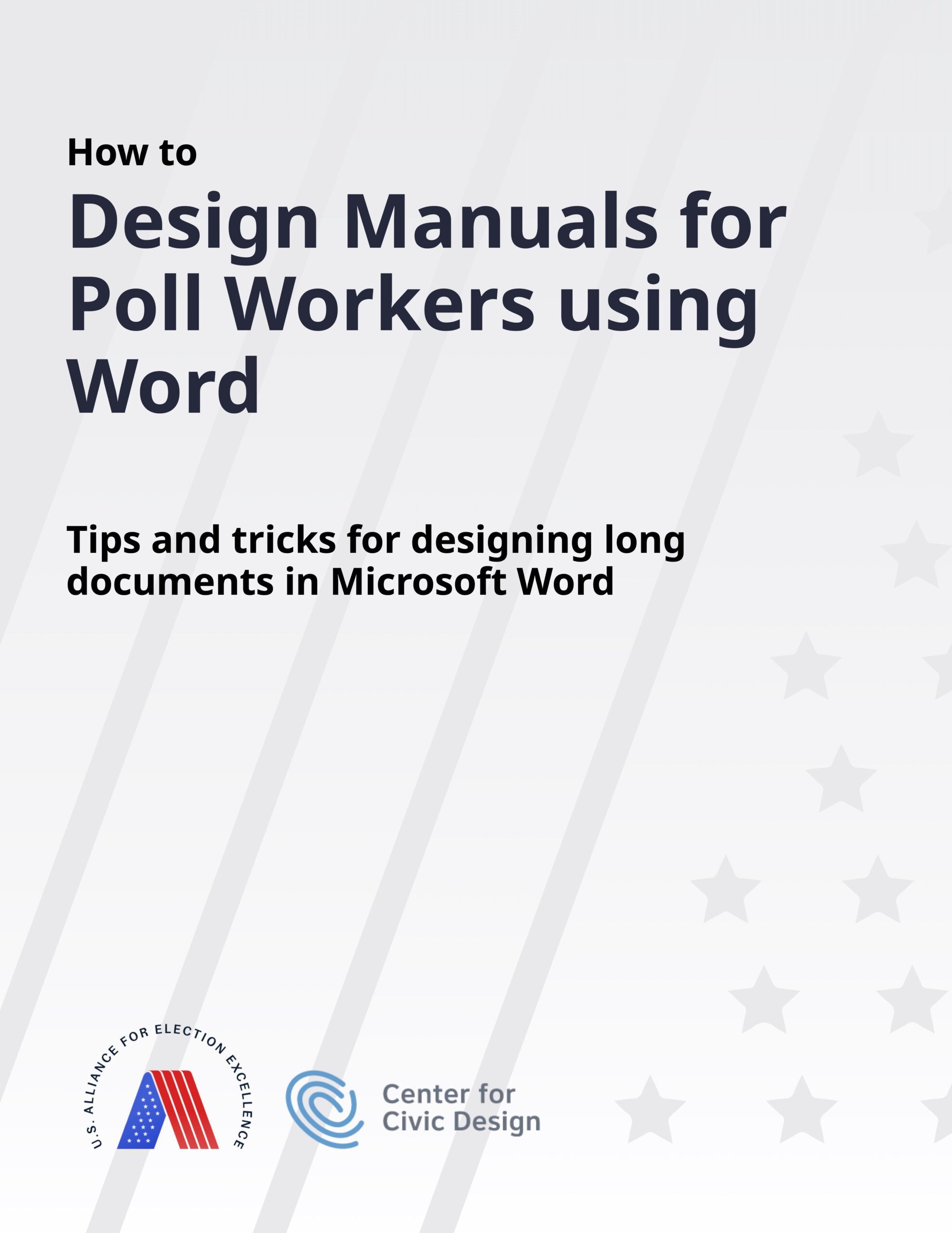 Cover: how to design manuals for poll workers using word