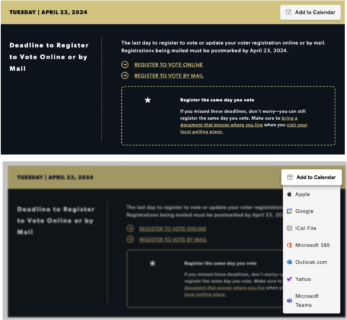 two screen shots of registering to vote on your desktop 