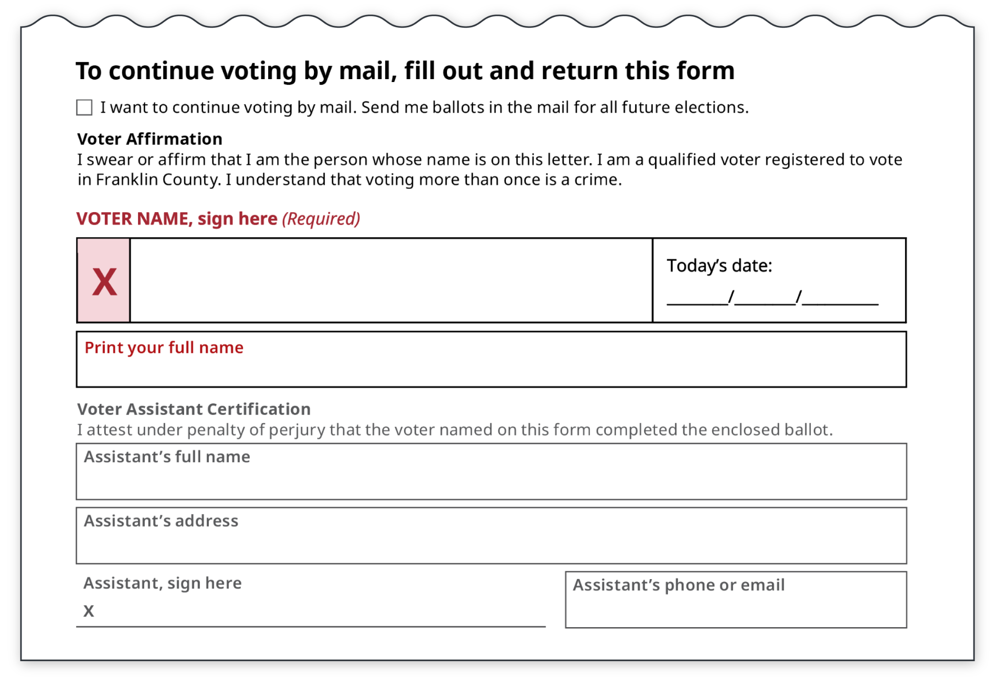Side-by-side comparison of 2 forms: a longer version with multiple fields, and a simplified version with a single signature field